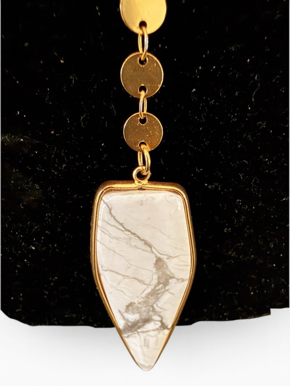 KARINE SULTAN Gold Mini‑Coin Lariat Necklace, MOP & Natural Stone Pendant - NWOT - Picture 7 of 14